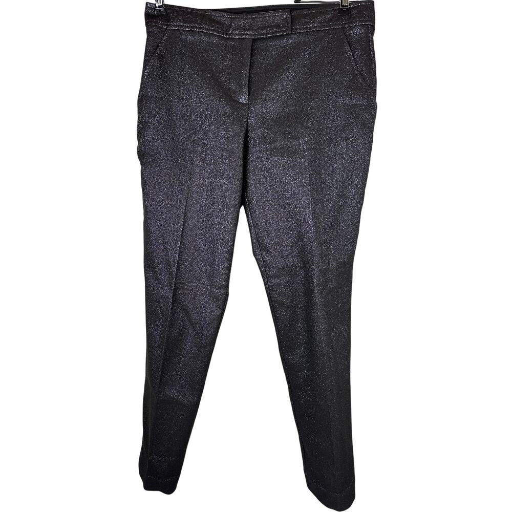 Trina Turk Black Sparkler Metallic Party Pants, Black, Size 4